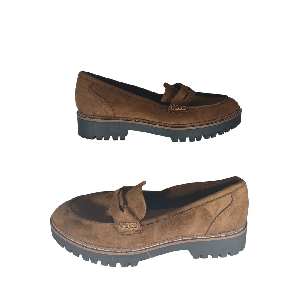 Maurices Gretchen Mini Lug Loafer 9 Brown Penny Suede Dark Academia